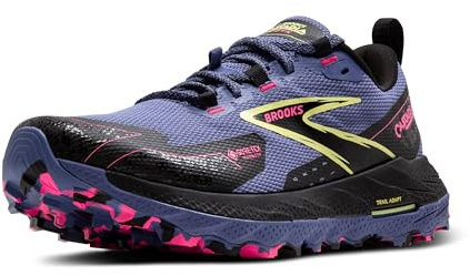 BROOKS Cascadia 18 GTX, Sneaker Donna, Grigio Blu/Nero/Rosa, 38 EU