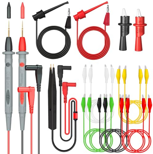 Set puntali per multimetro elettrico - Morsetti a coccodrillo Coccodrillo,Test Leads, kit di cavi per sonde di test con gancio per collegamento al circuito elettrico, esperimenti scolastici fai-da-te