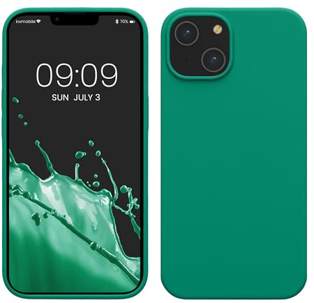 kwmobile Handyhülle für iPhone 14 Hülle, für iPhone 14 Case - Hülle Silikon - kabelloses Laden - Smaragdgrün