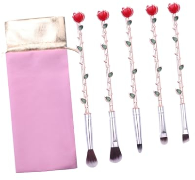 FRCOLOR 5stücke Teiliges Kosmetikpinsel-set Mit Zartem Rosen-griff Kreatives Make-up-accessoire Für Frauen Für Täglichen Und Professionellen Einsatz Für Verschiedene Gesichtspartien