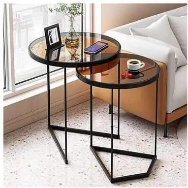 GLigeT Sofatisch Sofa-Beistelltisch, Seitenschrank aus gehärtetem Glas, Ecktisch, Nachttisch, Kleiner Couchtisch Couchtisch