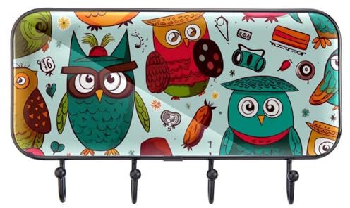 YTYVAGT Wandhaken zum Aufhängen, abnehmbare Wandhaken, Cartoon-Vogel und Eule, Wandhaken