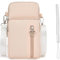 IJHYGD Handytasche zum Umhängen Handy Umhängetasche Handy Tasche Kleine Brieftasche Reisepasshülle mit Kopfhörereingang Verstellbarer und Abnehmbarer Schultergurt (Milchig mit Schlüsselband)