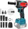 Atornillador de impacto con batería de 450 Nm, compatible con Makita BL1820B BL1830B BL1840B BL1850B BL1860B batería de litio de 18 V, llave de impacto sin escobillas de 1/2 pulgadas con 6 llaves (sin
