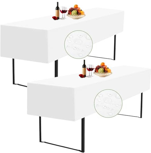 YMHPRIDE 2Pack Weiße Wasserdichte Biertischhussen, Bierzeltgarnitur, Set für 70 cm Tischbreite, Biertisch Biertischhussen 220 x 70 x 35 cm für Gartenbankett-Gartenmöbel-Bezüge