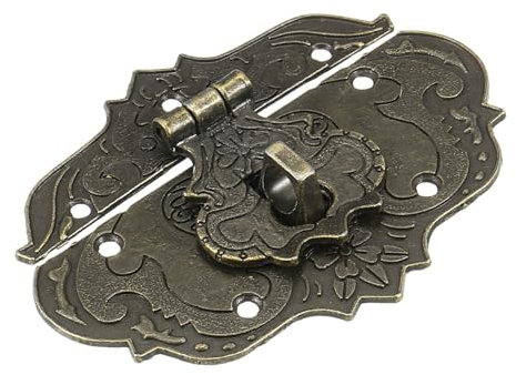 QUARKZMAN Antike Verschlüsse Embossing Latch Haspe Vintage Antik-Verschlüsse Dekorative Haken Beschläge für Vorhänge-Schloss Schlösser Truhen Kisten Schieber Holzkiste Koffer 76 x 56 mm