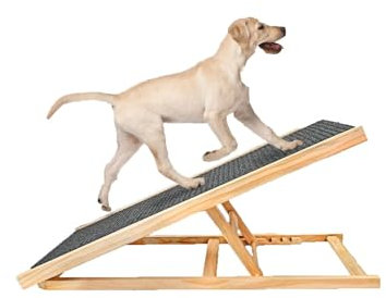 Hunderampe Auto Klappbar Hundetreppe Holz: Tragbare Katzen Rampe Hunde Rampe Höhenverstellbar Auffahrrampe Hundetreppe für Kleine und Große Hunde Hochbett (L-100x 43 cm)