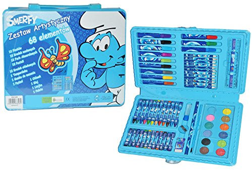 alles-meine.de GmbH XL Set Stifte-Koffer 66 TLG. - Die Schlümpfe - Malkoffer mit Stiften und Farben - für Kinder Bastelset Malen Stifte basteln Schlumpf/Stiftekoffer Malset