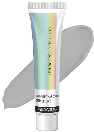 Tinte para cabello plateado con extracto de esencia natural, crema para teñir el cabello natural gris plateado, tinte permanente para cabello gris plateado de moda, crema de color gris claro plateado