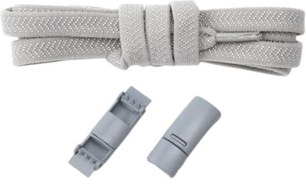 Schnüris® Elastische Schnürsenkel ohne Binden I Schnürsenkel mit Schnellverschluss I Magnetische Gummi Schuhbänder I Smartclip Schuhbänder für Kinder & Erwachsene (Hellgrau, breit)