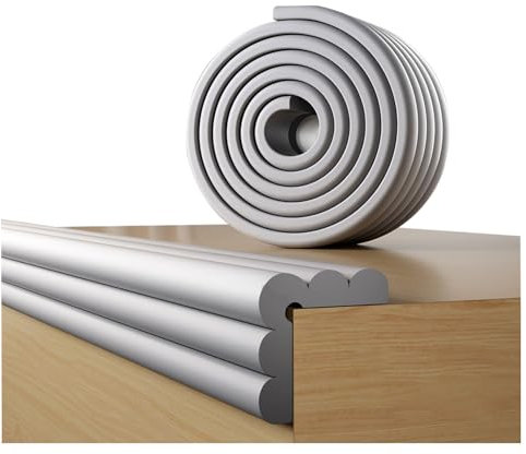Kantenschutz Kinder,Tischkantenschutz Baby 200cm x 8cm – Selbstklebender Schaumstoff-Schutz für breite Tischkanten – Sicherer Halt durch Power Tape, extra weich (Grau)
