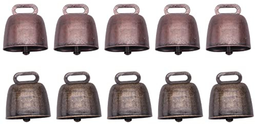 Fangxuee 10PCS Cow Horse Sheep Grazing Small Brass Bells,Cowbell Retro Bell for Horse Sheep Grazing Copper,Cow Bells Noise Maker