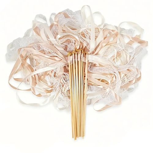 YOYEAH 50 Wedding Wands mit Großglocken und Glanzbändern - Perfekte Partygeschenke für eine Festliche Hochzeit, Geburtstage und Feiern