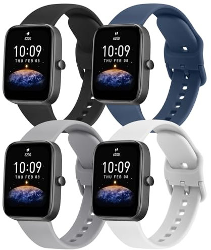 ZGCE 4 Piezas Correa para Amazfit GTS/GTS 2/GTS 3/GTS 4 Mini, 20mm Correa de Silicona para Amazfit Bip S/Bip S Lite/Bip U/Bip U Pro, Pack B
