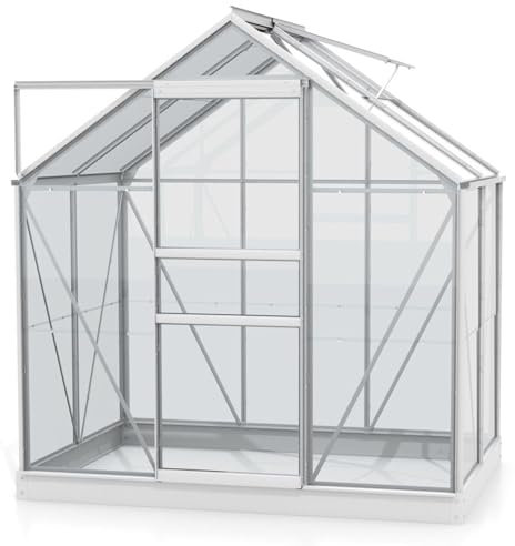 Vitavia Gewächshaus Planet 2500 inkl. Fundament, Aluminium, 2,5 m², 3 mm ESG | Wetterfestes & stabiles Treibhaus | Perfekt für Gemüse & Pflanzen | Robust & langlebig