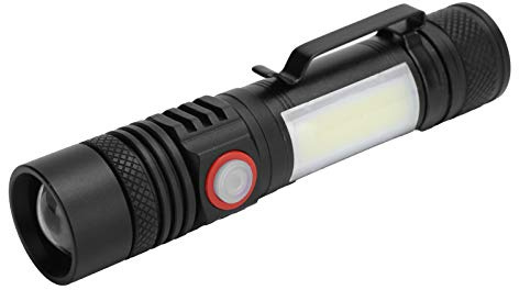 aqxreight T6+COB Electric Telescopic Zoom Powerful Flashlight with Dual Light Sources for Outdoor Use