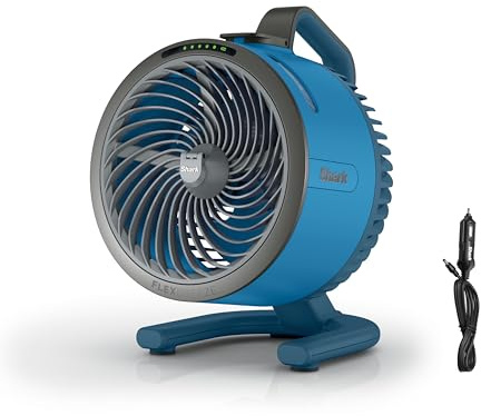 Shark FlexBreeze HydroGo Fan + Car Charger — Ultra-powerful portable fan that mists indoors & outdoors, 5 speeds, 2 bonus modes, & evaporative misting, Blueberry, FA052QBL