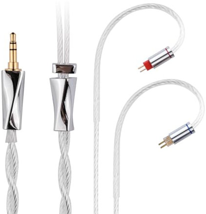 FAAEAL IEM Cable, 8N Monocrystalline Copper Silver Plated Cords, 1.3m in Ear Monitor Cable for K&Z ZS10 AS10 ZS6 ZSR ZSA AS10 AS16 TRN V80 V90 etc 3.5mm Plug(0.78mm-2pin 4.2ft)