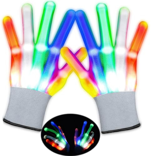 Giugio Handschuhe,Blinkende Handschuhes,LED Leuchtende Bunte Handschuhe,Mitgebsel Kindergeburtstag,Leuchtspielzeug für Kinder Erwachsene Halloween Weihnacht Raves Party Clubs Partygeschenke