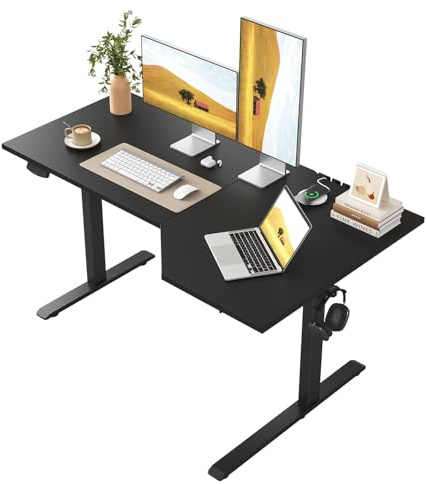 Klicelor L-shaped Height Adjustable Desk, 150 x (60-90 cm), Electric Standing Desk, Sit-Stand Corner Desk for Home Office, Ergonomic Computer Desk with Splicing Top, Black