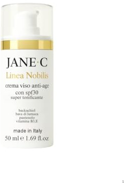 JANE•C Crema Viso Antirughe Super tonificante con SPF30 –Skincare Coreana Anti-Age con Bava di Lumaca, Retinolo Vegetale Acido Ialuronico e Pantenolo e vit E– Per pelle sensibile-50ml Made in Italy