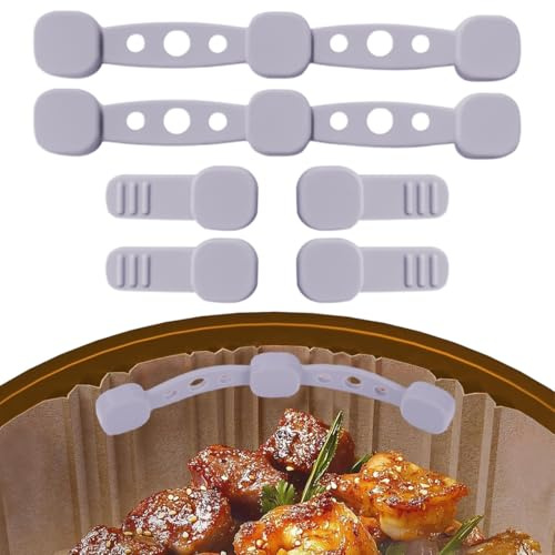 Magnet Silikon Schnallen, 6 Stück, Hochtemperaturbeständige, Fixierclip für Airfryer-Backpapier Zubehör Heißluftfritteuse, Verhindern Backpapier Liner Von Der Abdeckung Von Lebensmitteln