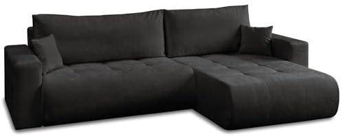 Lookway modernes Ecksofa Cloud II XL mit Schlaffunktion & Bettkasten - L-Form Eckcouch 280 cm mit Stauraum, modernes Schlafsofa 120x235 cm, mit Kissen, universell montierbar (Anthrazit - Vibe 98)