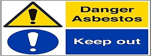 VSafety Warnschild, Englische Aufschrift: „Danger Asbest Keep Out“, Querformat, 600 x 450 mm, 1 mm starrer Kunststoff