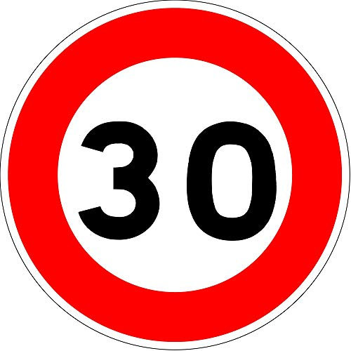 Autocollant vinyl - Panneau de limitation de vitesse à 30 km/h - Diamètre de 200 mm