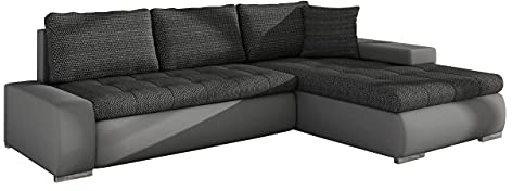 Mirjan24 Elegante Sofa Orkan Mini mit Schlaffunktion und Bettfunktion, Eckcouch Ecksofa mit Bettkasten, Couch L-Sofa Große, Ottomane Universal (Soft 029 + Majorka 03)