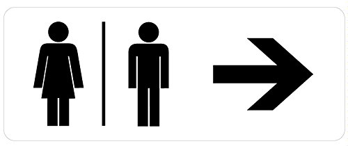 WC-Aufkleber Vinyl - Frau⎮Mann mit Pfeil nach rechts, Größe 128x50mm