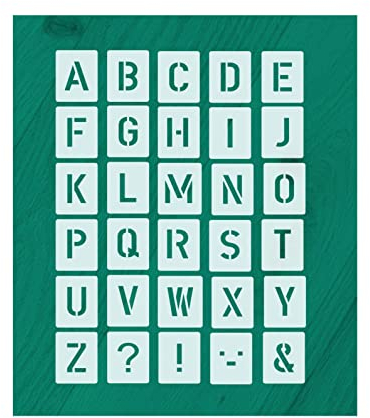 Buchstabenschablone Nr.35 | 1 Satz Buchstaben 7cm hoch | A-Z + 4 Sonderzeichen | 30 einzelne Schablonen | Stencil | Wandschablone