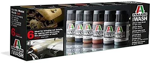 ITALERI 448AP - Acryl Model Wash Set, Modellbau, Bausatz, Standmodellbau, Basteln, Hobby, Kleben, Plastikbausatz, 20 ml (6er Pack), Unlackiert