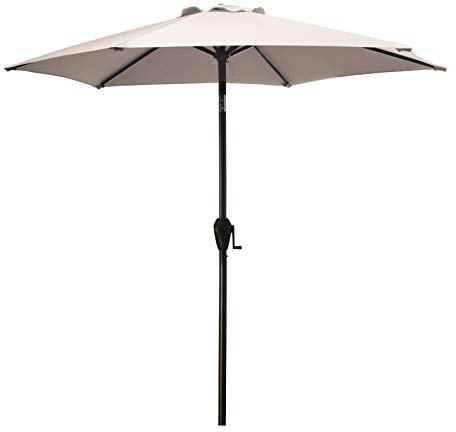 CHARLES BENTLEY Garden Parasol Umbrella Crank & Tilt Steel, Taupe 2.7m