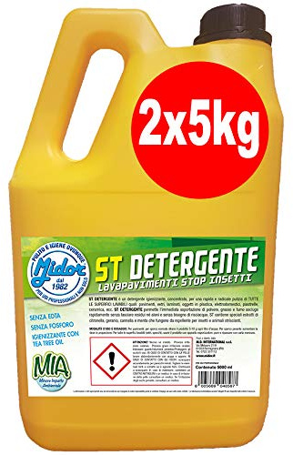 Detergente pavimenti STOP INSETTI, ST 2 x 5000 ml, con estratti di Citronella, Geranio e TEA TREE OIL, tiene lontano gli insetti e animali striscianti dalla tua casa (2x5kg)