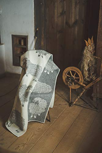 Ger3as Wendedecke Wolldecke Plaid 130 x 200 cm Warme Decke aus Schafwolle Decke Kuscheldecke Wolle Überwurf, Plaid oder Kuscheldecke für Sofa (Schaf Grau)