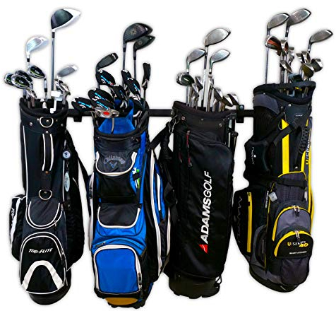 StoreYourBoard Golftaschen-Organizer, Garagenaufbewahrungsregal, verstellbarer Wandaufhänger, Golftaschen und Zubehör (4) Taschen