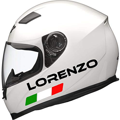 CrisPhy Set di x4 Adesivi in Vinile con Bandiera della Italia + Il Tuo Nome – Bici, Casco, Racchetta da Paddle, Skateboard, Auto, Moto, ECC (Pack Font 2)
