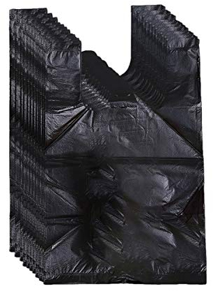 Sacchetti per rifiuti sanitari, 200 pezzi, con manici, adatti per assorbenti igienici, colore nero