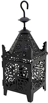 Rebecca Mobili Lanterna Da Appendere, Portacandela Nero, Metallo, Per Arredo Casa Giardino - Misure: 38 x 14 x 14 cm (HxLxP) - Art. RE6554