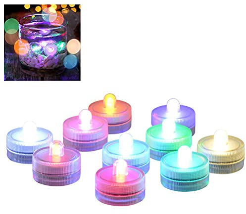 VABOO Candele a LED Multicolore Senza Fiamma, 12 Pezzi, Lumini Batteria Impermeabile Subacquea, Mini Luce Decorativa per Bagno, Feste, Matrimoni
