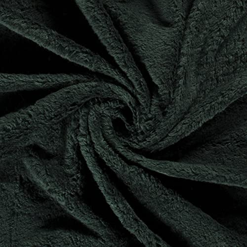 50x150cm Teddystoff Baumwoll-Fleece Teddyplüsch Meterware Farbwahl, Farbe:dunkelgrün