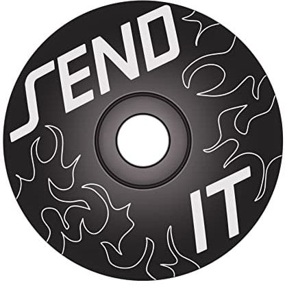 Dubbs Hardware Headset Top Cap 1-1/8 Aluminum MTB Bike Bicycle Headset Cover Stem Mountain Bike Road (Black Send It)