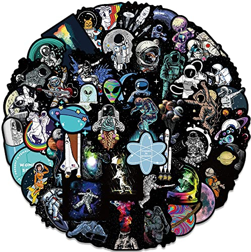 NASA Aufkleber 50 Stück Astronaut Space Explorer Vinyl Aufkleber für Laptop Wasserflasche Auto Fahrrad Stoßstange Skateboard Gepäck,Raumfahrt Universum Planet Graffiti Sticker für Kinder Jugendliche