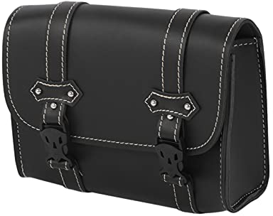 VOBOR Motorrad Satteltasche Leder Schwarz-Motorrad Hecktasche,Travel Motorrad Tasche Heck mit 2 Befestigungsriemen