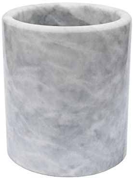 HillSpring Large Marble Kitchen Utensil Holder, Countertop Organizer, Heavy Duty, Protective Padded Base, Wine Chiller Bucket, 6.4, Grey