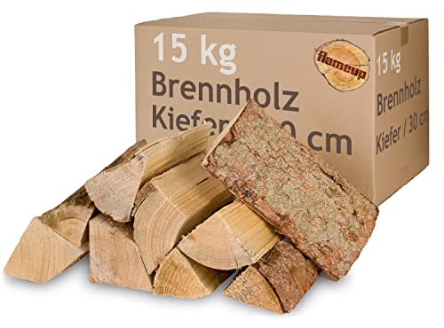 Bois de pin 5-500 kg Bois de Chauffage 30 cm pour Poêle et Cheminée Brasero Grill Panier à Feu Bûches Flameup, Quantité:15 kg