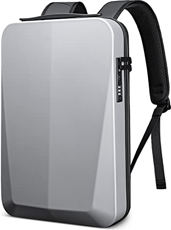 VARLIVOO Hommes Sac à Dos avec USB Port Daypack Ordinateur Portable 15.6 Pouces Antivol Mot Passe Verrouiller Sacs D'école École Collège Entreprise Travail Université Voyager Polyester Argent