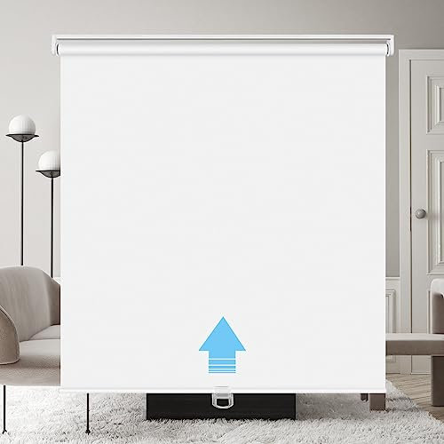 LUCKUP Blinds for Windows Blackout Blinds Roller Shades Cordless Blinds Waterproof UV Protection Thermal Insulated Window Shades for Home Door Bedroom Kitchen Bathroom & Office, White, 28 W x 72 L