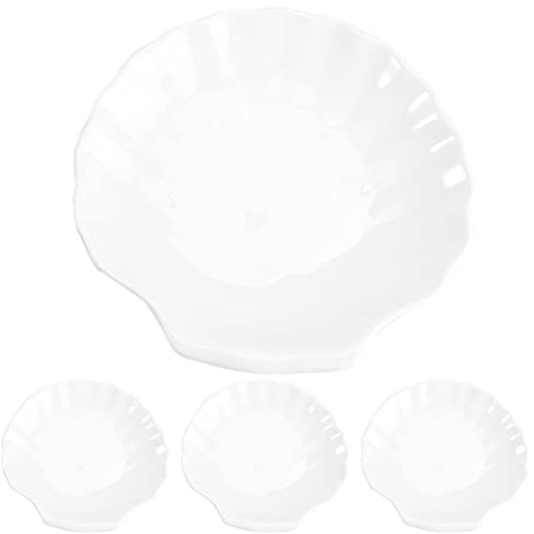UPKOCH 4 Stück Muschelschale Westlicher Teller Snack-platte Ramen-teller Jakobsmuscheln Muschelgericht Sauce Tassen Dippen Geschirr Erdnussschale Keramik Dip-sauce-schüssel Mehrzweck Weiß
